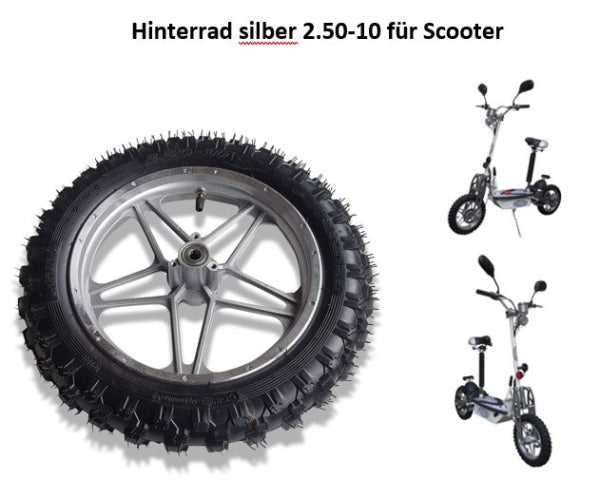 Hinterrad silber 2.50-10 für Scooter