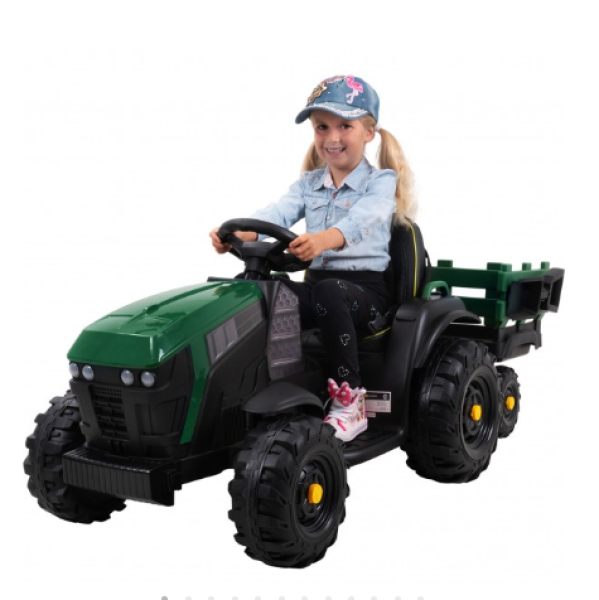 Elektro-Kindertraktor mit Anhaenger Staufach Schaufel Fernbedienung 90 W Bremsautomatik TD925