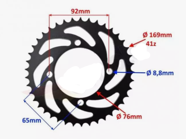 Kettenrad 428 41 Zähne für Dirtbike Kayo TT 140 14/17 und Dirtbike Kayo TT 125 14/17