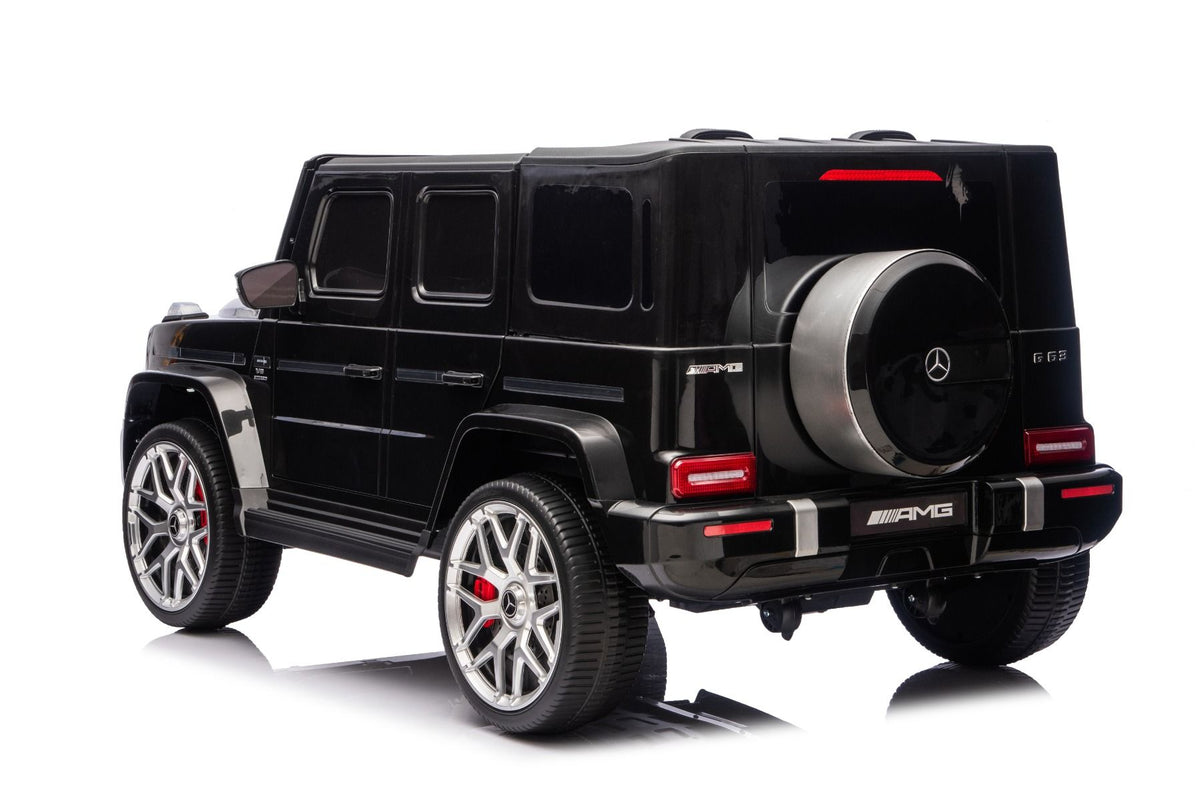 Elektrisches Kinderauto Mercedes-Benz G63 AMG 4x4, Zweisitzer, schwarz, MP3-Player mit USB/AUX- und Bluetooth-Anschluss, Allradantrieb (4x4), Lithium-Batterie, EVA-Räder mit Federung
