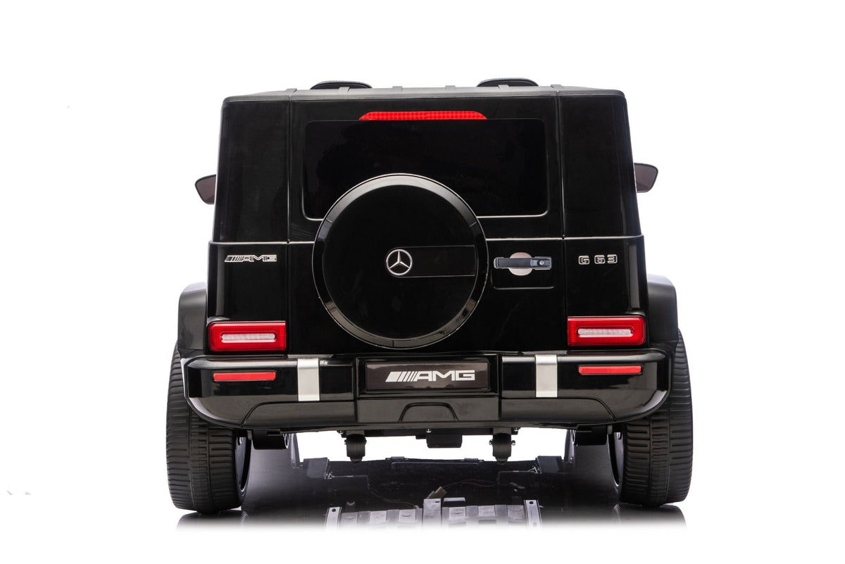 Elektrisches Kinderauto Mercedes-Benz G63 AMG 4x4, Zweisitzer, schwarz, MP3-Player mit USB/AUX- und Bluetooth-Anschluss, Allradantrieb (4x4), Lithium-Batterie, EVA-Räder mit Federung