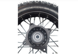 Komplettrad hinten 3.00-10 für Dirtbike schwarz mit silbernen Speichen