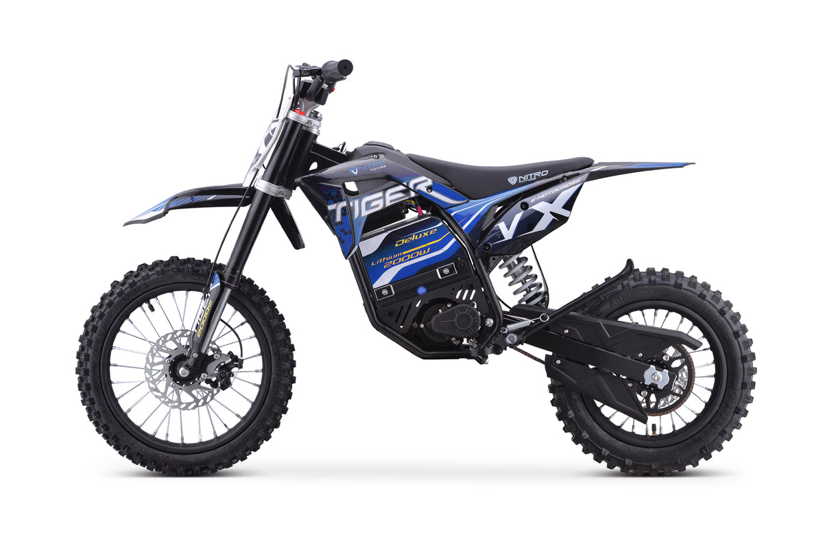 E-Cross Nitro Tiger 2000 Watt 60 Volt Dirtbike VX 60V 15,6Ah Lithium Akku14"12 Bereifung