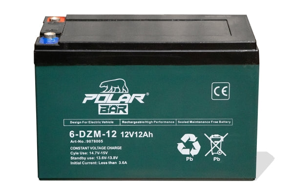 Akku Polar-Bär AGM Batterie 6-DZM-12 12V 12Ah wartungsfrei Powerbatterie