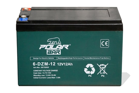 Akku Polar-Bär AGM Batterie 6-DZM-12 12V 12Ah wartungsfrei Powerbatterie