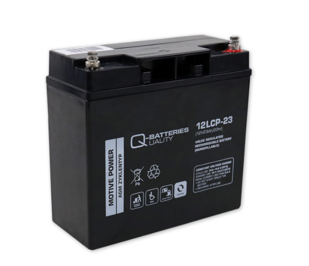 Akku 12 Volt 23 AhQ-Batteries Zyklentyp AGM - Schraubanschluss M5