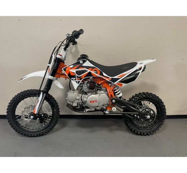 Kayo Dirtbike Kindermotocross TD125 mit 12/14 Raeder 4 Gang Schaltgetriebe
