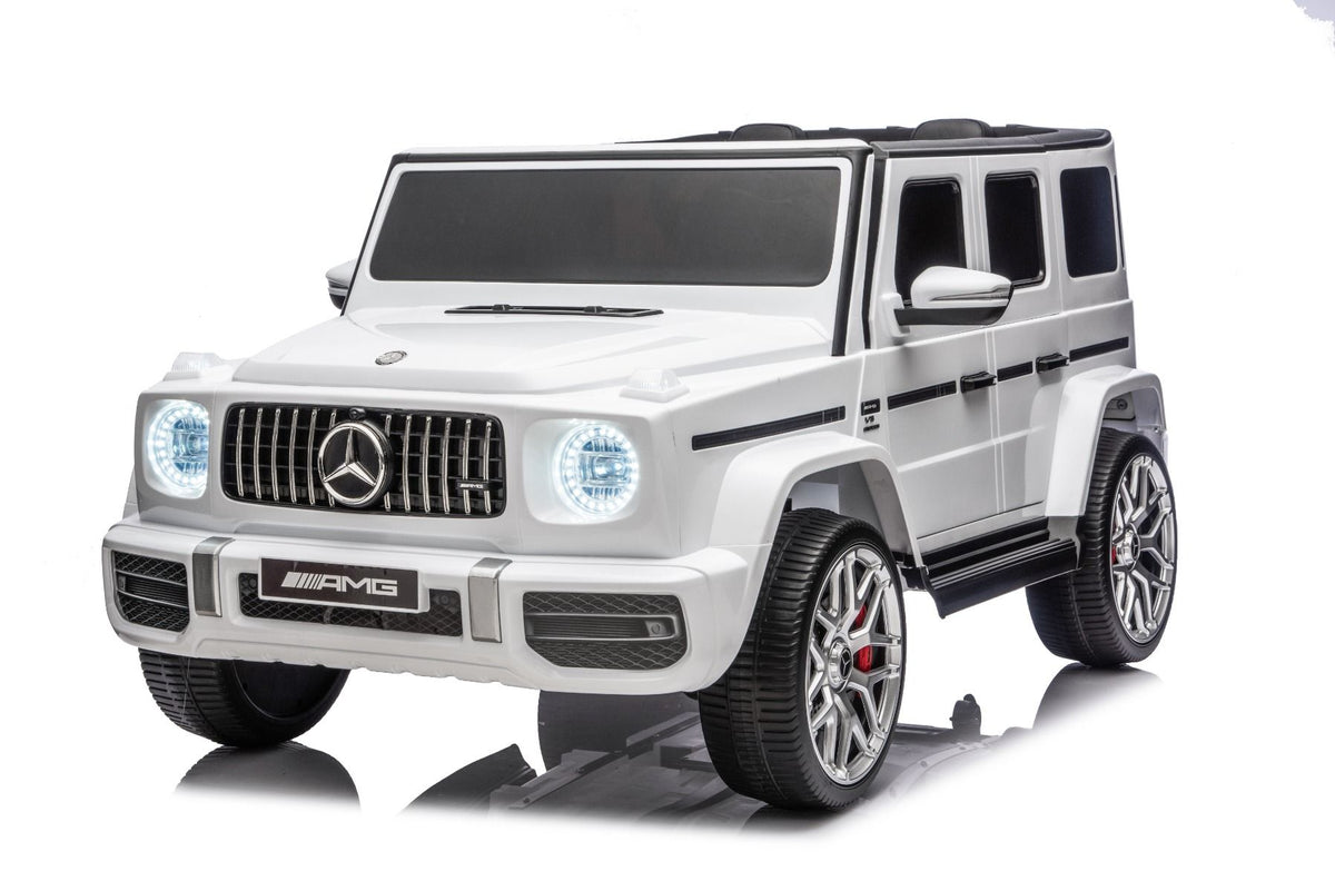 Elektrisches Kinderauto Mercedes-Benz G63 AMG 4x4, Zweisitzer, schwarz, MP3-Player mit USB/AUX- und Bluetooth-Anschluss, Allradantrieb (4x4), Lithium-Batterie, EVA-Räder mit Federung