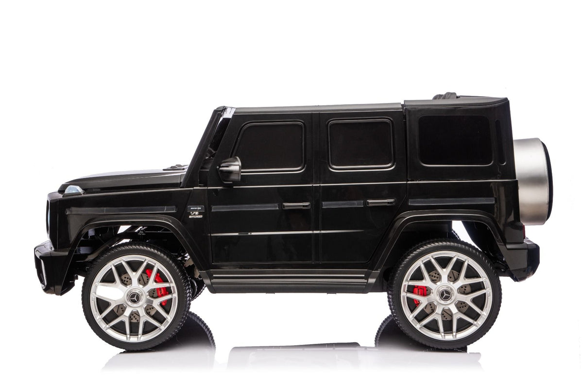 Elektrisches Kinderauto Mercedes-Benz G63 AMG 4x4, Zweisitzer, schwarz, MP3-Player mit USB/AUX- und Bluetooth-Anschluss, Allradantrieb (4x4), Lithium-Batterie, EVA-Räder mit Federung