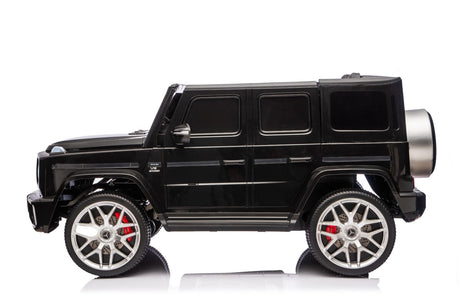 Elektrisches Kinderauto Mercedes-Benz G63 AMG 4x4, Zweisitzer, schwarz, MP3-Player mit USB/AUX- und Bluetooth-Anschluss, Allradantrieb (4x4), Lithium-Batterie, EVA-Räder mit Federung
